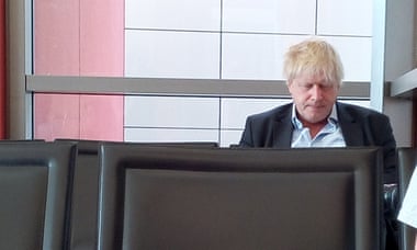 Boris Johnson at Perugia airport after attending a party at Evgeny Lebedev’s villa.