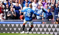 Rangers fans enjoy Vaclav Cerny celebrating his first goal for the club that earned victory over Motherwell at Hampden Park.