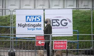 A Nightingale Covid-19 surge hub being erected at the Royal Preston hospital