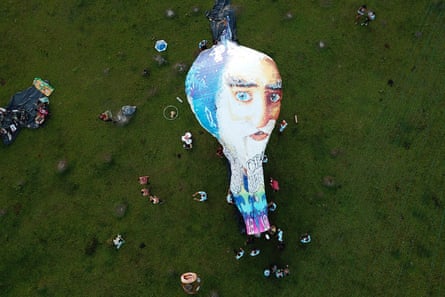 View from above of balloon laid on side