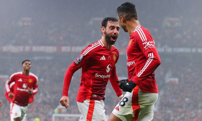 Bruno Fernandes sparks Manchester United to easy victory over Leicester | Premier League | The Guardian