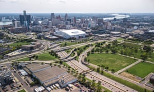 An aerial shot of the area today.