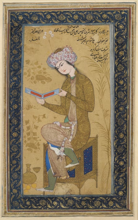 Seated Youth Reading (c 1625–26, Isfahan, Iran).