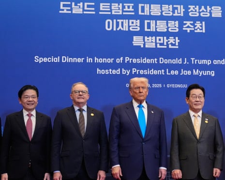 Albanese with Singapore’s prime minister, Lawrence Wong, Donald Trump, and South Korean president, Lee Jae Myung in Gyeongju, South Korea.