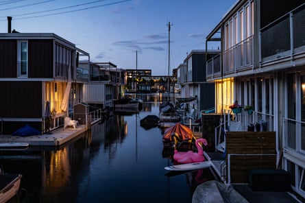 Floating houses surrounded by water