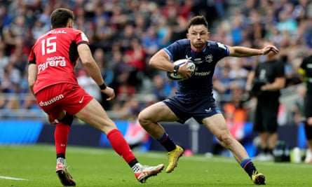 Leinster’s Hugo Keenan and Toulouse’s Blair Kinghorn in action during the Champions Cup final.