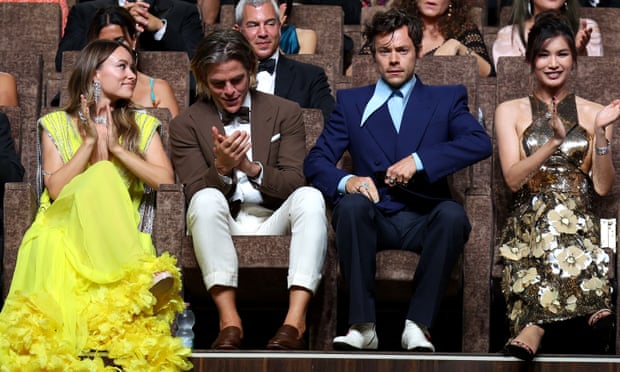 Don T Dribble Darling Did Harry Styles Really Spit At Chris Pine Venice Film Festival 22 The Guardian Don T Dribble Darling Did Harry Styles Really Spit At Chris Pine Venice Film Festival 22 The Guardian