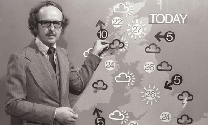 Michael Fish presents the BBC weather forecast, back in the days when we had normal heatwaves.