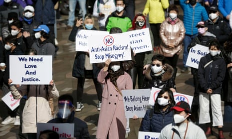 People attend a Stop Asian Hate rally in Vancouver, British Columbia, in March 2021. 