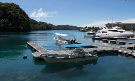 Boats sitting idle at Malakal Island, Palau