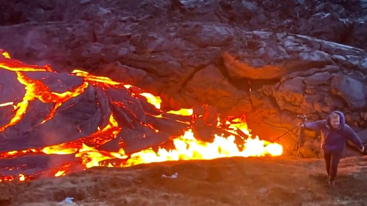 People Running Away From Volcanoes