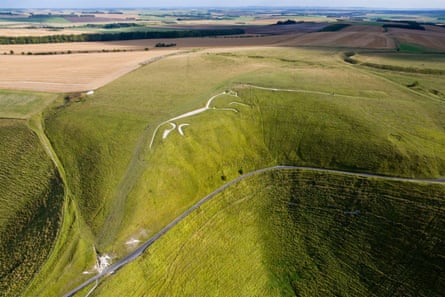 Chalk white horse on round green hills