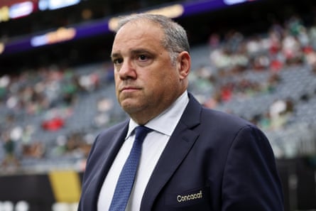 Victor Montagliani walks across the field before the finals of the Concafac Gold Cup 2025 between the United States and Mexico at NRG Stadium on 6 July 2025