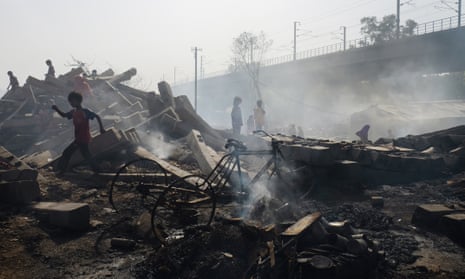 Mansarovar Park, New Delhi, during the massive fire that broke out earlier this year.