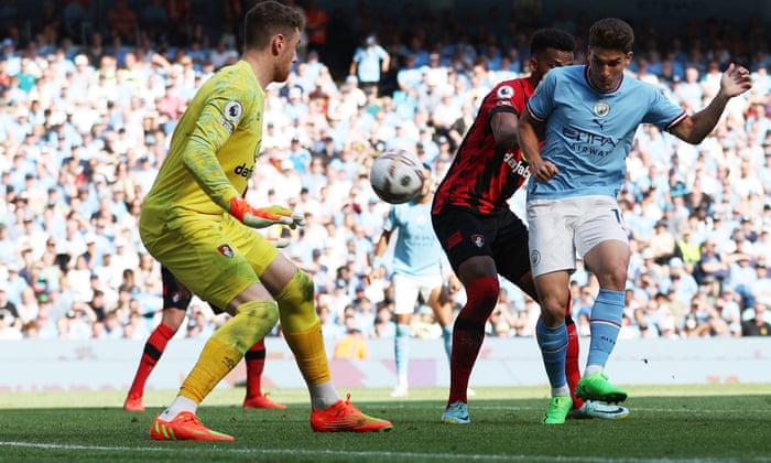 Bournemouth's Jefferson Lerma scores an own goal and Manchester City&a...