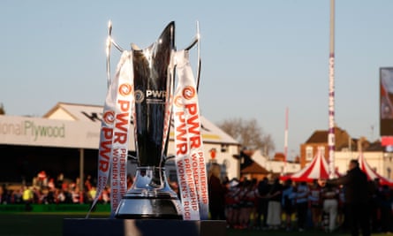 The PWR Trophy on show before Sunday’s final in north London.