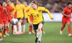 Cortnee Vine of the Matildas chases the ball during the international friendly match against China in Adelaide