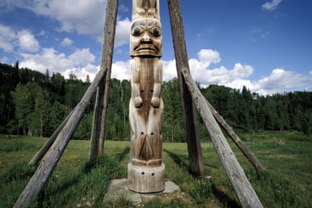 Totem at Kitwanga. Oldest totems in the world. British Columbia. Canada.