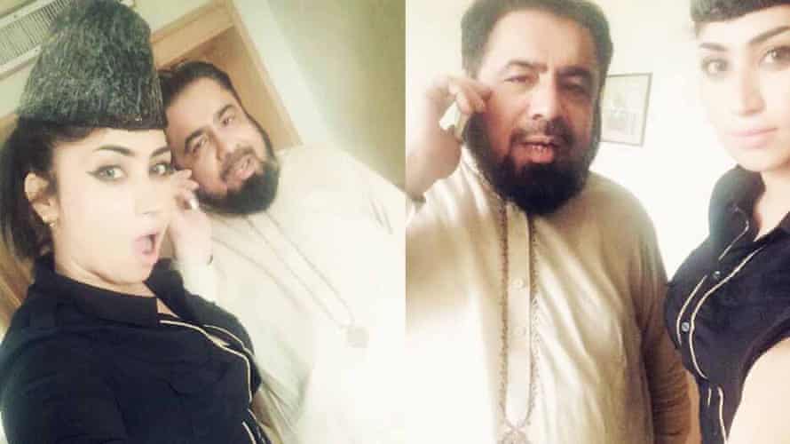 Pakistani social media star Qandeel Baloch and mullah Abdul Qavi in a Karachi hotel room