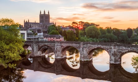 Hereford’s Wye Bridge and cathedral.