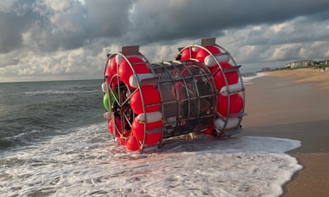 A Florida resident washes ashore after trying to ‘walk’ to New York in bubble device.