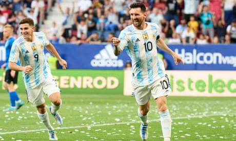 Lionel Messi scores all five Argentina goals in friendly to overhaul Puskás