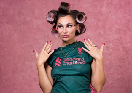 Jafe Franks showing off her nail and giant hair rollers