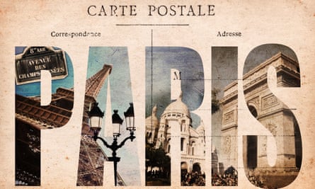 A vintage postcard, letters PARIS