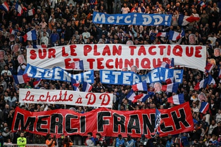 French fans pay tribute to Didier Deschamps with banners during the friendly against Côte d’Ivoire