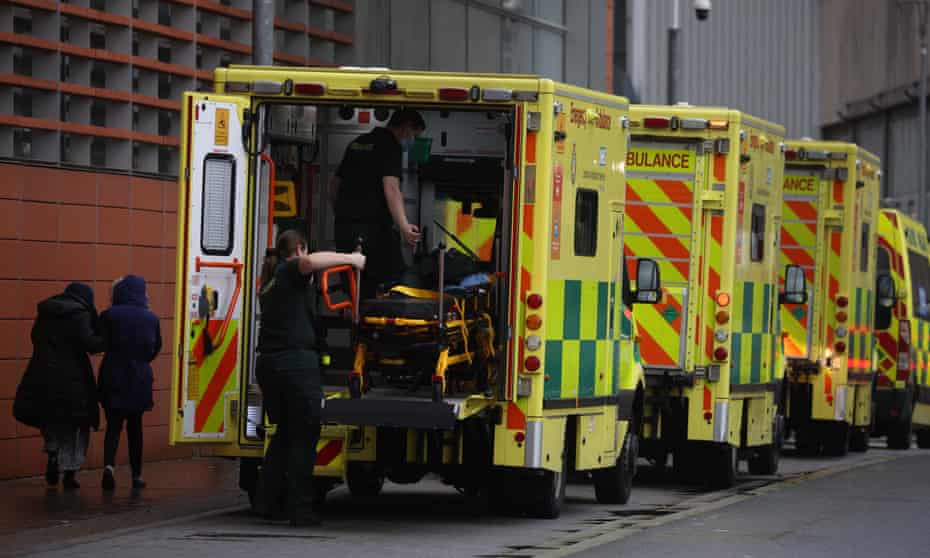 A line of ambulances outside the Royal London hospital