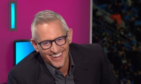 Gary Lineker presenting Match of the Day on Saturday.