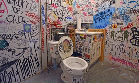 A graffiti filled bathroom in New York
