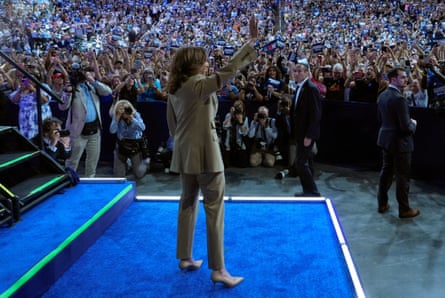 Kamala Harris arrives at Desert Diamond Arena, in Glendale, Arizona.