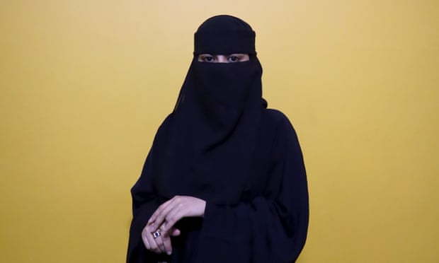 The rapper Eva B wearing a niqab. Her song Kana Yaari was YouTube’s top trending video, with 3.2m views on the third day of its release.
