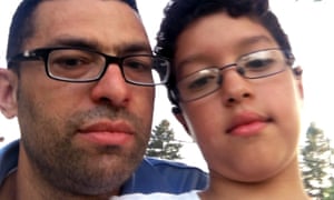 Leandro Arriaga, who was arrested by Ice while applying for a green card, with his nine-year-old son.