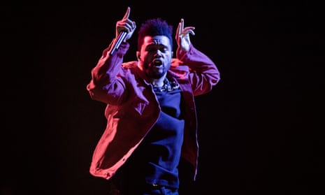 The Weeknd, AKA Abel Tesfaye, performs at the O2 Arena, London.