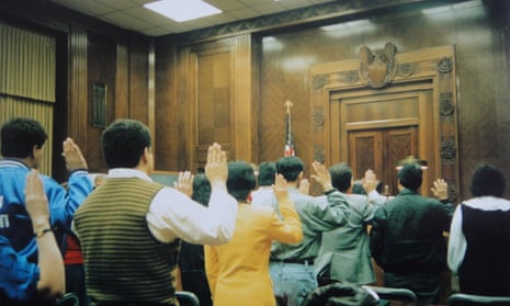 Stephen Perkins' naturalization ceremony in the United States Courthouse in Davenport, Iowa, 1996