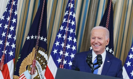 Joe Biden smiles speaks at the White House in Washington DC on Wednesday.