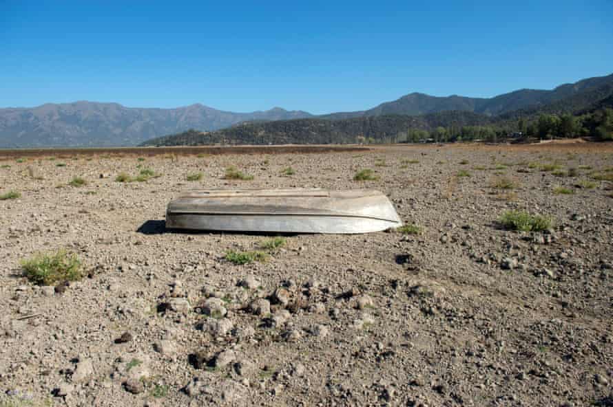 An abandoned boat at the dried Aculeo Lake in Paine, about 70km south-west of Santiago, Chile, in 2019.