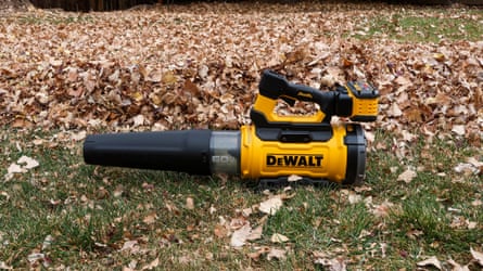 A DeWalt 60V lead Blower photographed outside