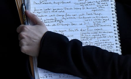 The notes carried by an aide were photographed outside Downing Street.