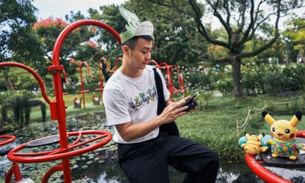 David Lu no evento Pokémon Go Safari no Da An Forest Park em Taipei, Taiwan.