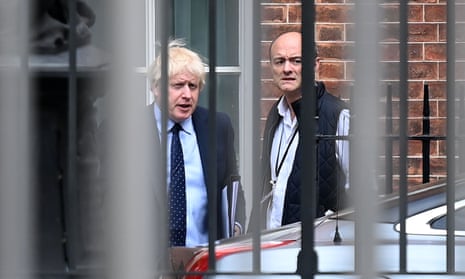 Boris Johnson, and his chief adviser, Dominic Cummings, right, last September