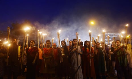 Bangladeshi secular activists take part in a torch-lit protest against the murder of Avijit Roy, founder of the <em>Mukto-Mona</em> (Free-mind) blog site. He had received death threats from Islamists before arriving in the country. 