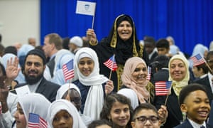 Children from Al-Rahmah school and other guests react after seeing President Barack Obama during his visit to the Islamic Society of Baltimore on Wednesday.