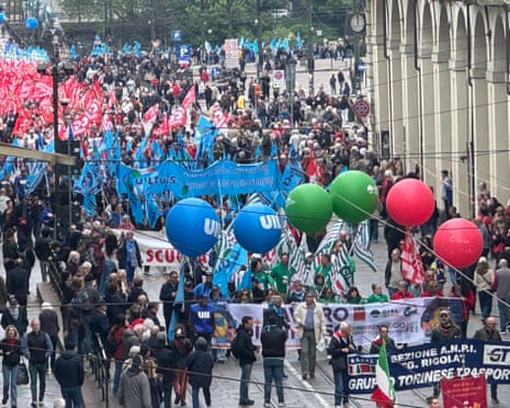 May Day parade in Turin, Italy.
