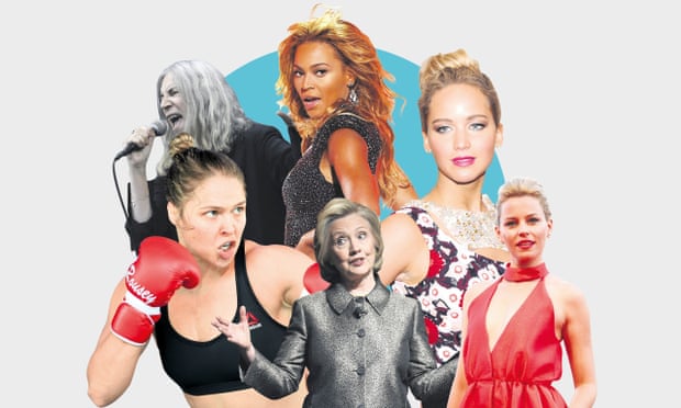 ‘Badass’ women: Patti Smith, Beyoncé, <br> Jennifer Lawrence, Elizabeth Banks, Hillary Clinton, Ronda Rousey. 