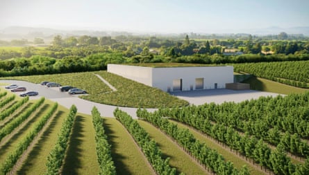 Image from the planning application of white  building and vineyard