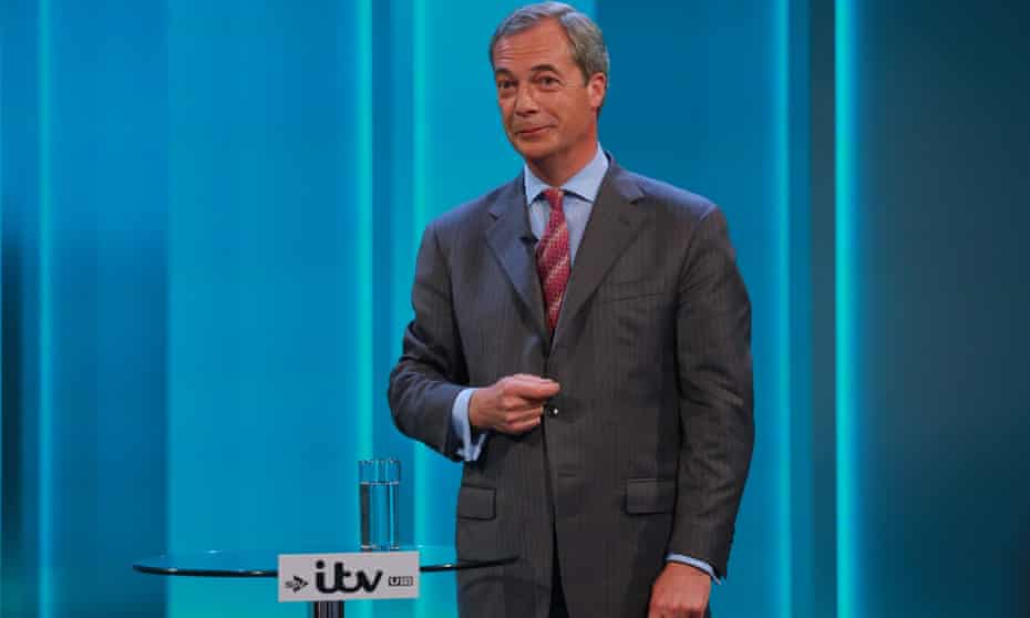 Nigel Farage answers questions from the audience during the ITV referendum debate.