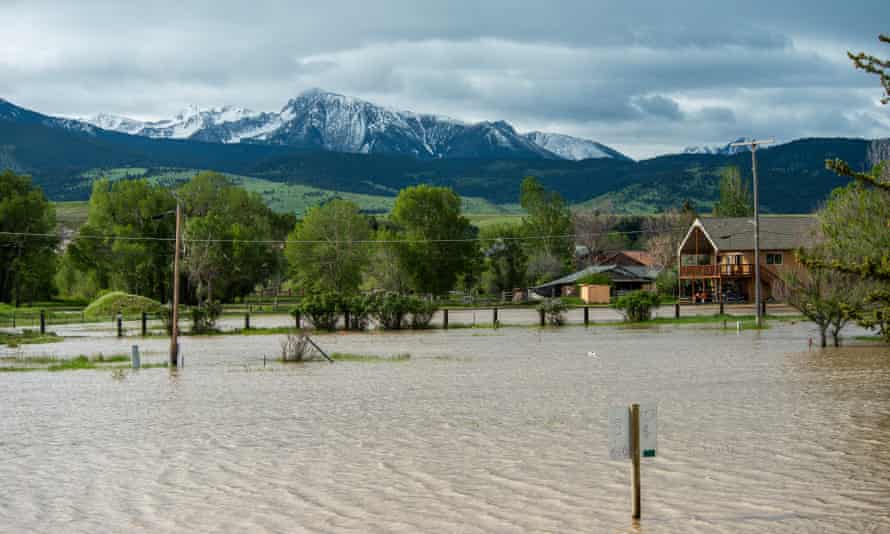 Flooding seen in Livingston, Montana.